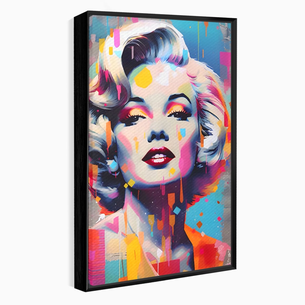 Tablou canvas cu tablou canvas portret pop art marilyn monroe, in rama de aluminiu negru